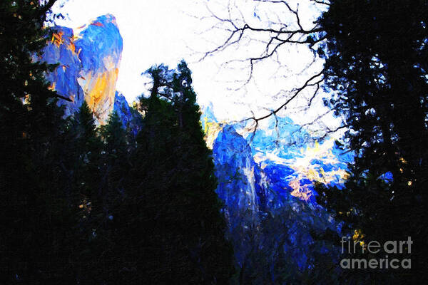 Landscape Art Print featuring the photograph Yosemite Snow Top Mountains by Wingsdomain Art and Photography