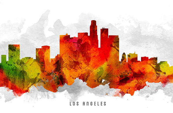 Los Angeles Art Print featuring the painting Los Angeles California Cityscape 15 by Aged Pixel