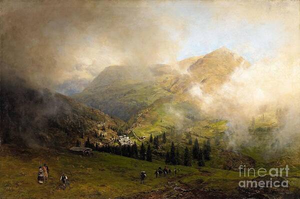Oswald Achenbach Art Print featuring the painting View of Rigi by MotionAge Designs