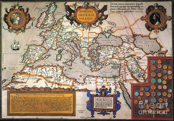 1595 Art Print featuring the drawing Map Of The Roman Empire #1 by Granger