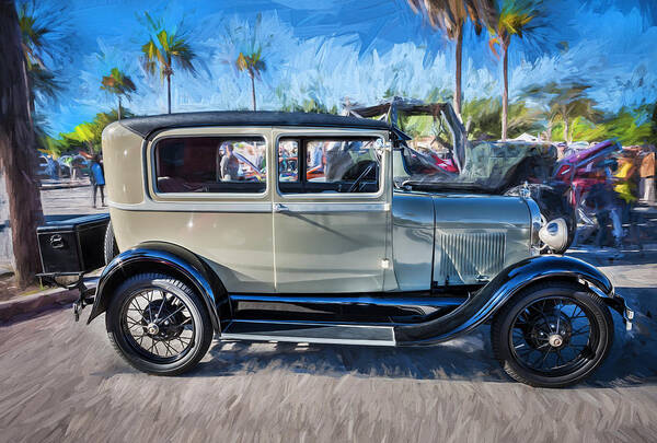 1928 Ford Model A Art Print featuring the photograph 1928 Ford Model A Tudor Sedan Painted by Rich Franco