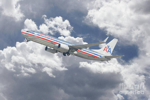 American Airlines Art Print featuring the digital art American Airlines Boeing 737 by Airpower Art