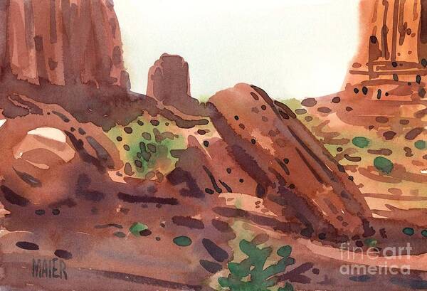 Monument Valley Art Print featuring the painting Between the Buttes #2 by Donald Maier