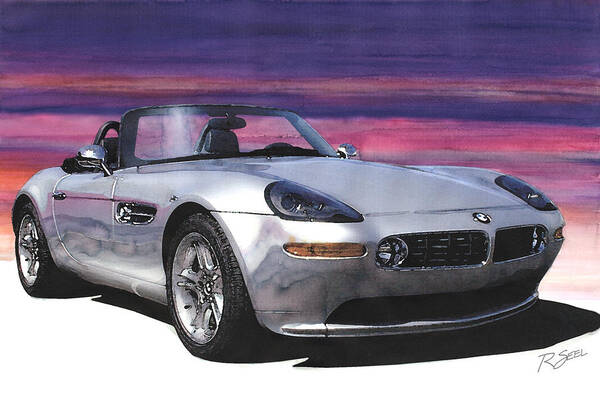 Bmw Art Print featuring the painting Bmw Z8 #1 by Rod Seel