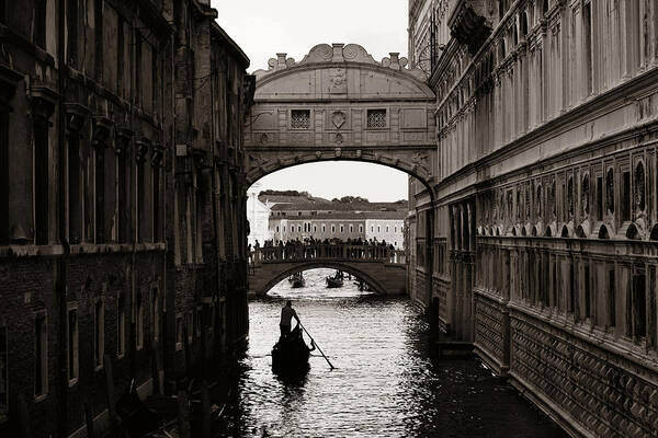 Venice Art Print featuring the photograph Bridge of Sighs and gondola #1 by Songquan Deng