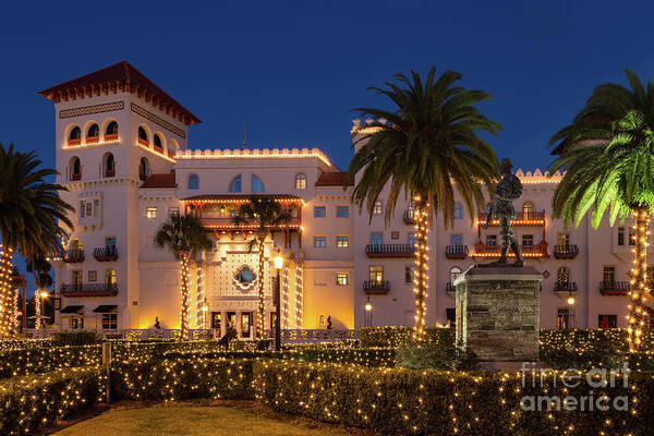Casa Monica Hotel St. Augustine Art Print featuring the photograph Casa Monica Hotel at Twilight, St. Augustine, Florida #1 by Dawna Moore Photography