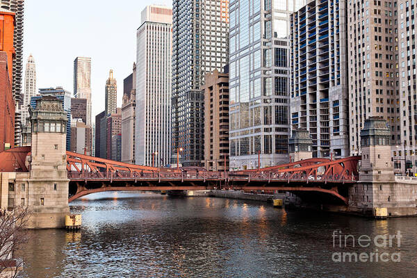 Chicago Art Print featuring the photograph Chicago Downtown at LaSalle Street Bridge #1 by Paul Velgos