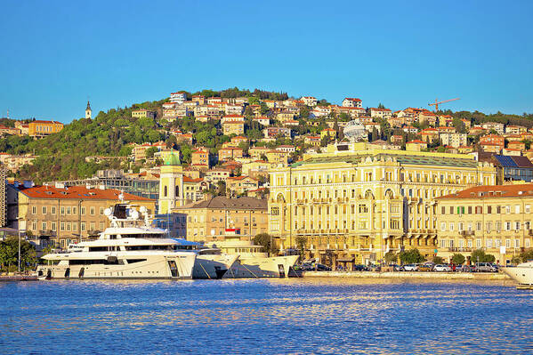 Rijeka Art Print featuring the photograph City of Rijeka waterfront boats and architecture view #1 by Brch Photography