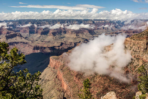 Grand Canyon Art Print featuring the photograph Clouds lifting from Grand Canyon #1 by Claudia Abbott