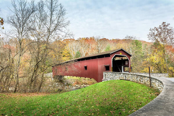 Bridge Art Print featuring the photograph Covered Bridge in Pennsylvania during Autumn #1 by Patrick Wolf