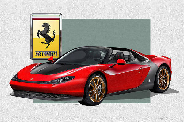�ferrari� Collection By Serge Averbukh Art Print featuring the photograph Ferrari Sergio with 3D Badge by Serge Averbukh