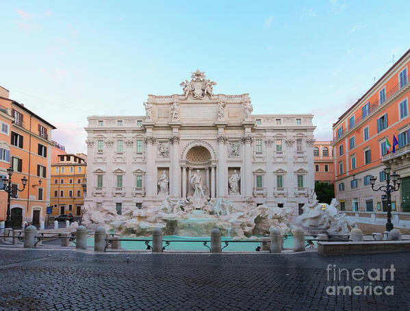 Rome Art Print featuring the photograph Fountain di Trevi and Sunrise, Rome by Anastasy Yarmolovich