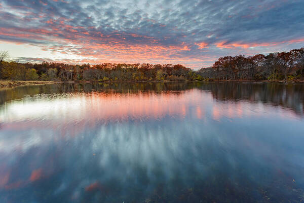 Seekonk Meadows Art Print featuring the photograph Gammino Pond Sunset #1 by Bryan Bzdula