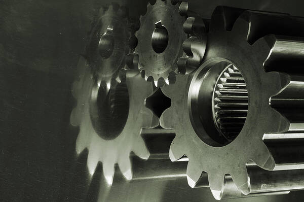 Gears Art Print featuring the photograph Gears And Cogwheels #1 by Christian Lagereek