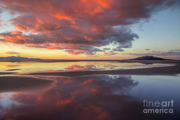 Sunset Art Print featuring the photograph Great Salt Lake Sunset #1 by Spencer Baugh