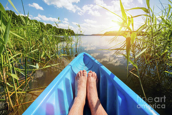 Kayaking Art Print featuring the photograph Kayaking on the lake. #1 by Michal Bednarek
