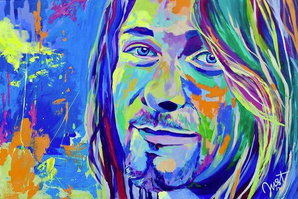  Art Print featuring the painting Kurt Cobain #2 by Janice Westfall