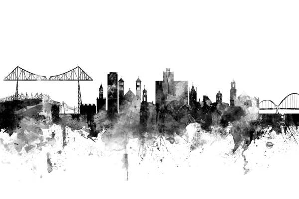 City Art Print featuring the digital art Middlesbrough England Skyline #1 by Michael Tompsett