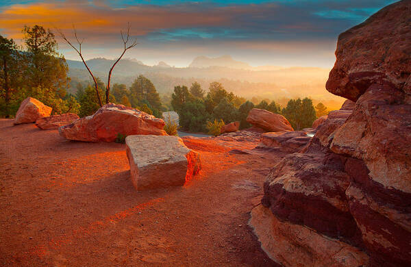 Garden Of The Gods Sunrise Art Print featuring the photograph Morning Light #1 by Tim Reaves
