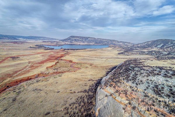 Colorado Art Print featuring the photograph northern Colorado foothills aerial view #1 by Marek Uliasz