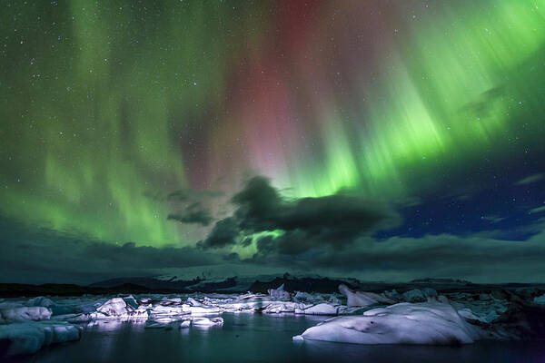 Europe Art Print featuring the photograph Iceland night show by Alexey Stiop