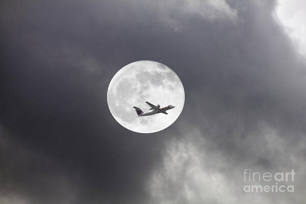 Landscape Art Print featuring the photograph Plane in Night Sky by Donna L Munro