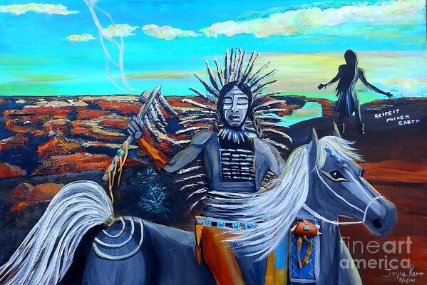Native American Canvas Print Art Print featuring the painting Respect Mother Earth #1 by Jayne Kerr