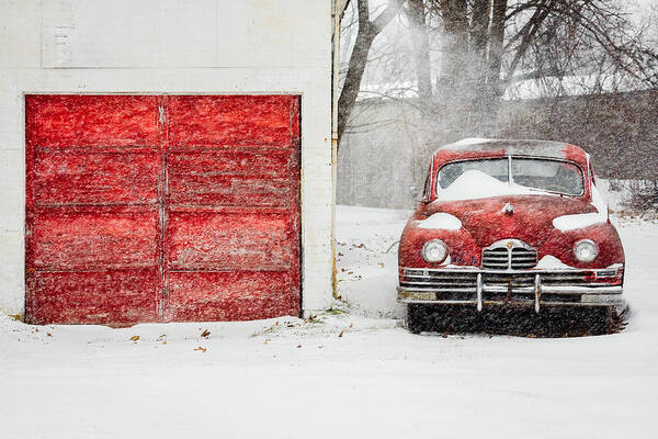 Red Art Print featuring the photograph Snowed In #1 by Todd Klassy
