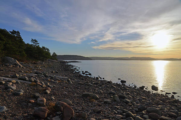 Sweden Art Print featuring the pyrography Stone beach #2 by Magnus Haellquist