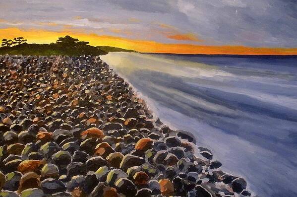 Coast Art Print featuring the painting Stony beach #1 by Mats Eriksson