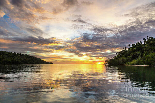 Indonesia Art Print featuring the photograph Stunning sunset in the Togian islands in Sulawesi #1 by Didier Marti