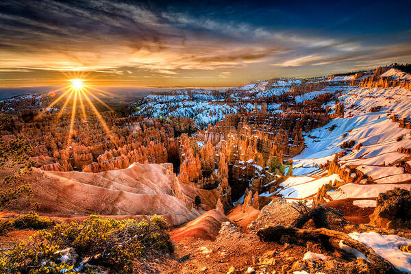 Bryce Art Print featuring the photograph Sunrise at Bryce #1 by Michael Ash