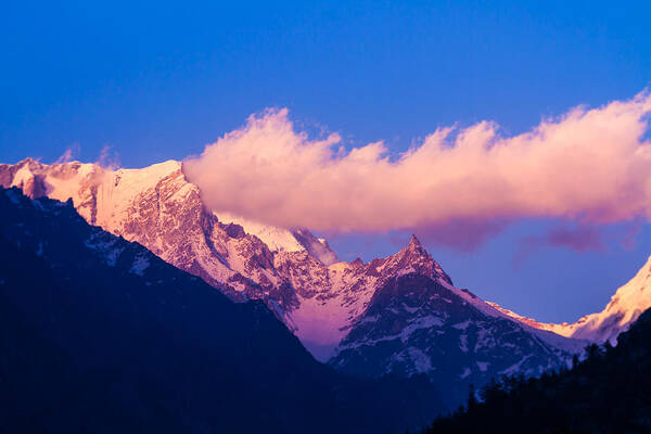 Sunset Mountain Art Print featuring the photograph Sunset in the Indian Himalayas by Nila Newsom