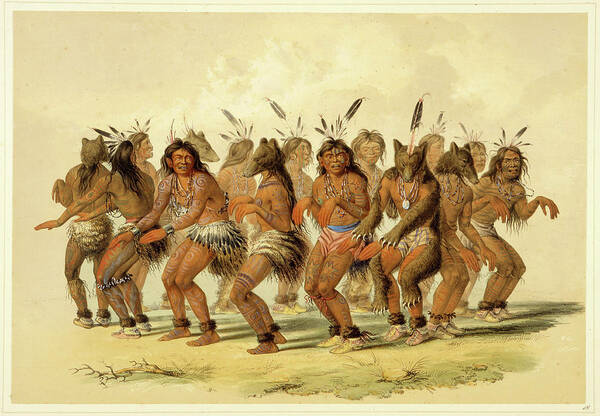 George Catlin Art Print featuring the drawing The Bear Dance #1 by George Catlin