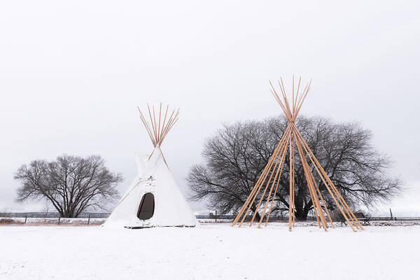 Tipis Art Print featuring the photograph Two Tipis #1 by Angela Moyer