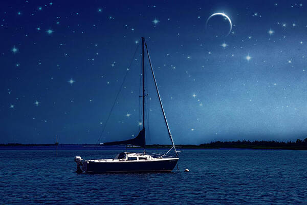 Sailboat Art Print featuring the photograph Under The Stars by Cathy Kovarik