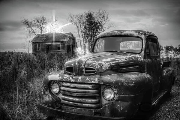 1948 Art Print featuring the photograph Vintage Classic Ford Pickup Truck in Black and White by Debra and Dave Vanderlaan
