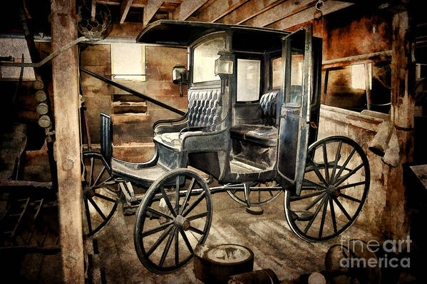 Carriage Art Print featuring the painting Vintage Horse Drawn Carriage by Judy Palkimas
