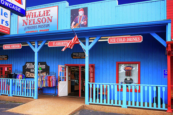 Willie Nelson Art Print featuring the photograph Willie Nelson and Friends Museum and souvenir store in Nashville, TN, USA #1 by Chris Smith