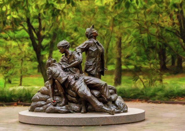 Flower Art Print featuring the photograph Women's Vietnam memorial in Washington #1 by Steven Heap