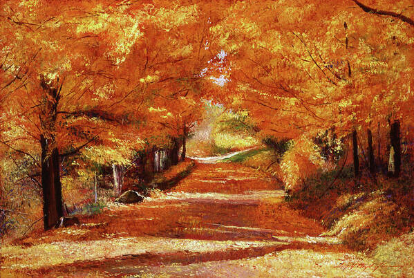Landscape Art Print featuring the painting Yellow Leaf Road #1 by David Lloyd Glover