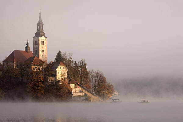 Bled Art Print featuring the photograph Misty Lake Bled #11 by Ian Middleton