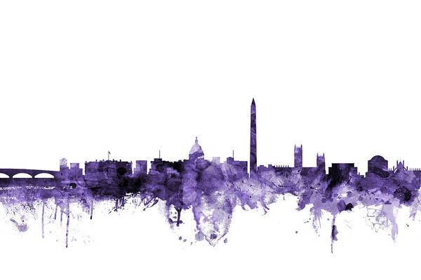 Skyline Art Print featuring the digital art Washington DC Skyline #15 by Michael Tompsett