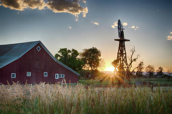 17 Mile House Art Print featuring the photograph 17 Mile House Farm - sunset by Stephen Holst
