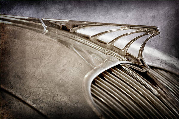 1934 Desoto Airflow Coupe Hood Ornament Art Print featuring the photograph 1934 DeSoto Airflow Coupe Hood Ornament -2404ac by Jill Reger