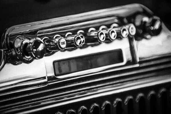 1947 Cadillac Model 62 Coupe Radio Art Print featuring the photograph 1947 Cadillac Model 62 Coupe Radio -440bw by Jill Reger