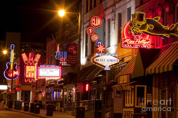 Memphis Art Print featuring the photograph Beale Street in Downtown Memphis Tennessee #2 by Anthony Totah