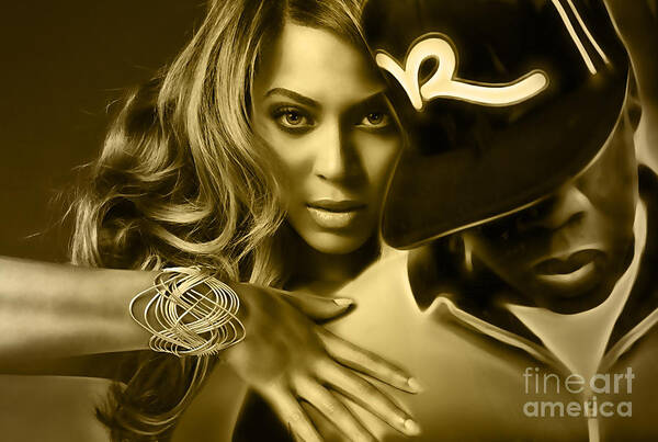 Beyonce Art Print featuring the mixed media Beyonce Jay Z Collection #3 by Marvin Blaine