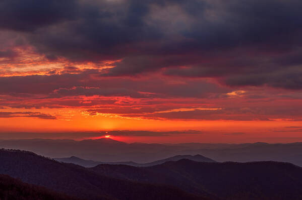 Blue Ridge Parkway Art Print featuring the photograph Blue Ridge Sunset #1 by Brenda Jacobs