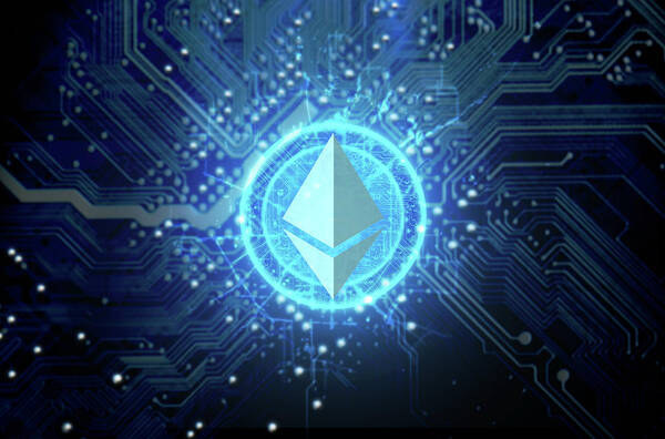 Ethereum Art Print featuring the digital art Cryptocurrency Hologram And Circuit Board #2 by Allan Swart